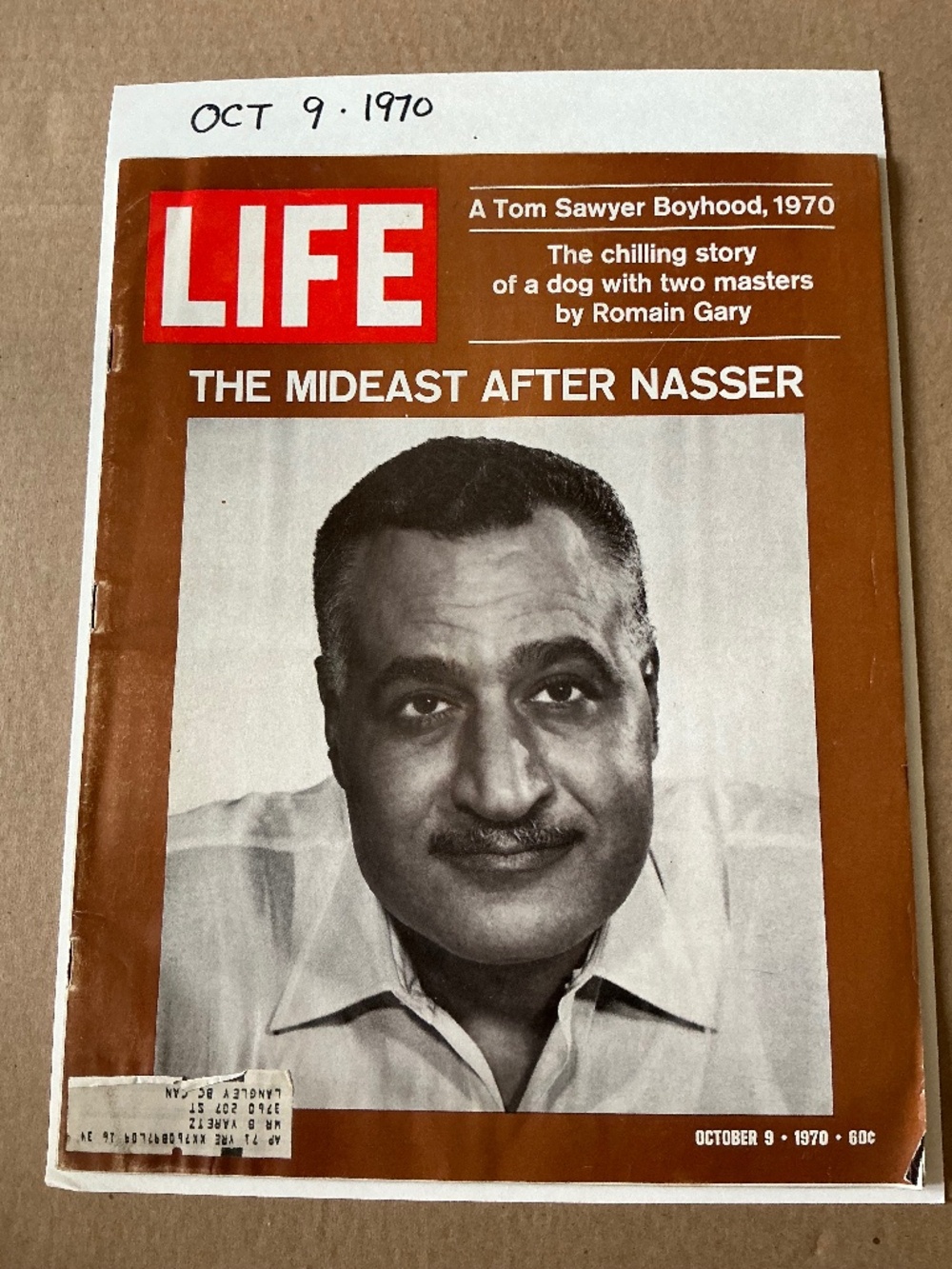 Vintage Life Magazine October 9, 1970 Nasser Cover